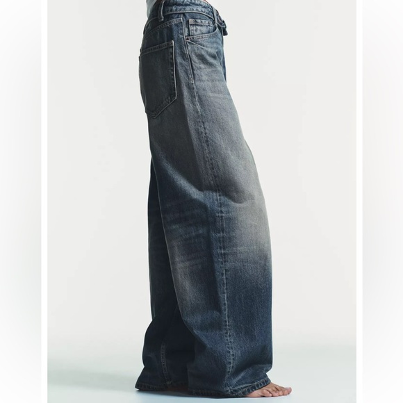 Zara TRF Mid Rise Folded Waist Jeans - Picture 5 of 9